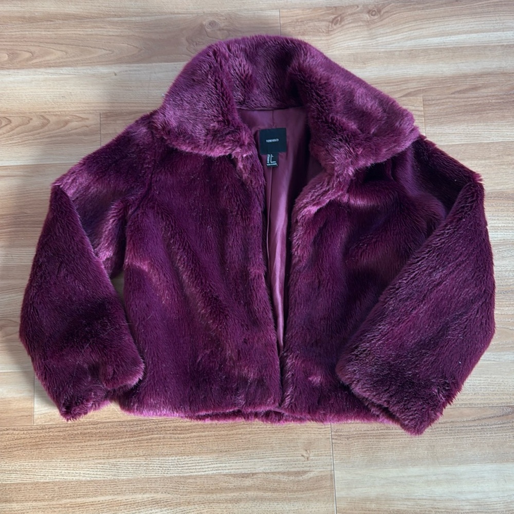 Forever 21 Faux Fur Jacket in Rich Purple